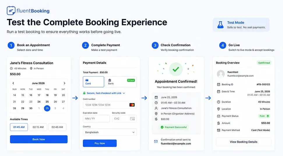Test the Complete Booking Experience