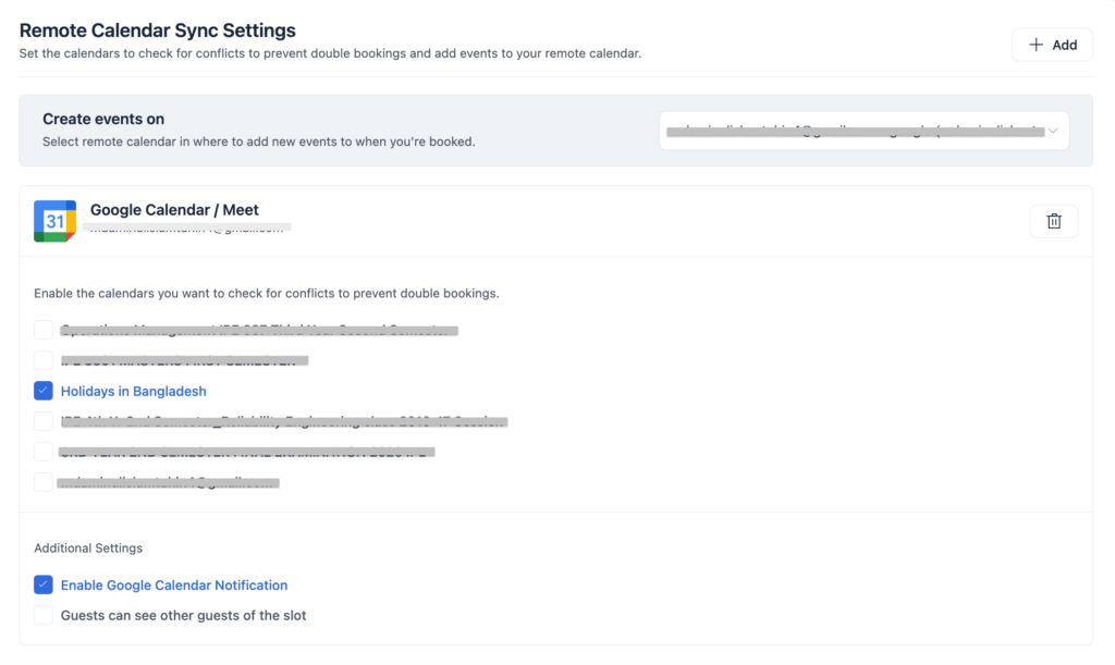 set the google calendar sync settings inside fluent booking 