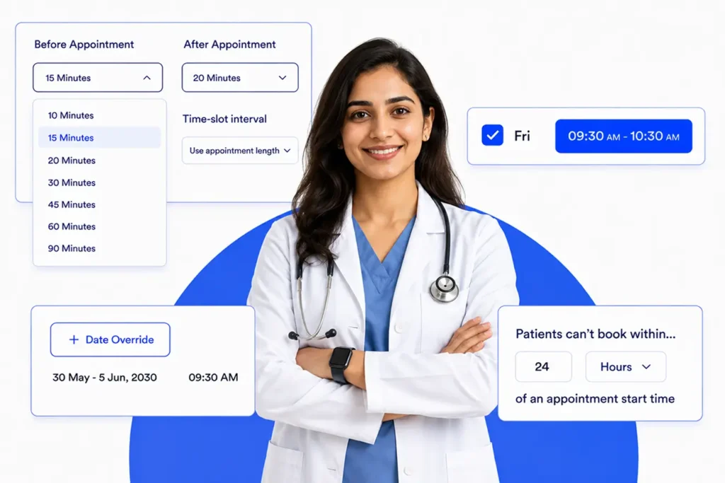 set your healthcare availability, add buffer and control your appointments 