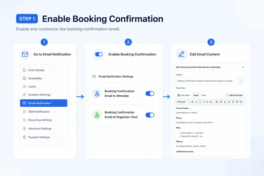 Enable Booking Confirmation