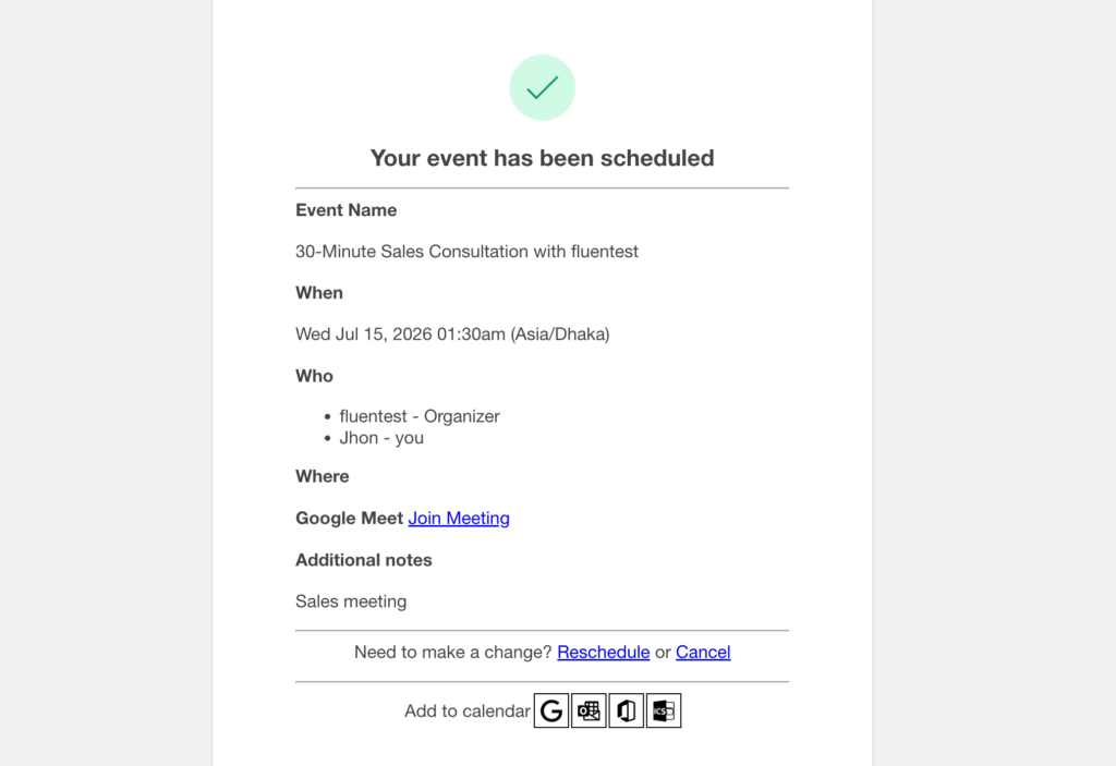 confirmation email