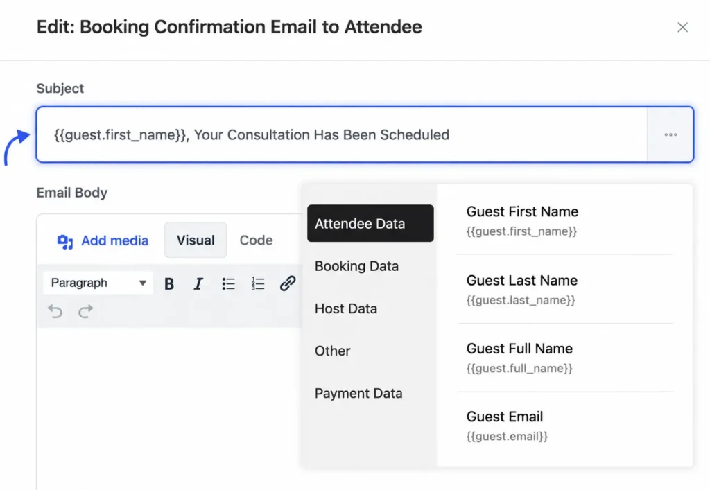 Edit the Booking Confirmation Email