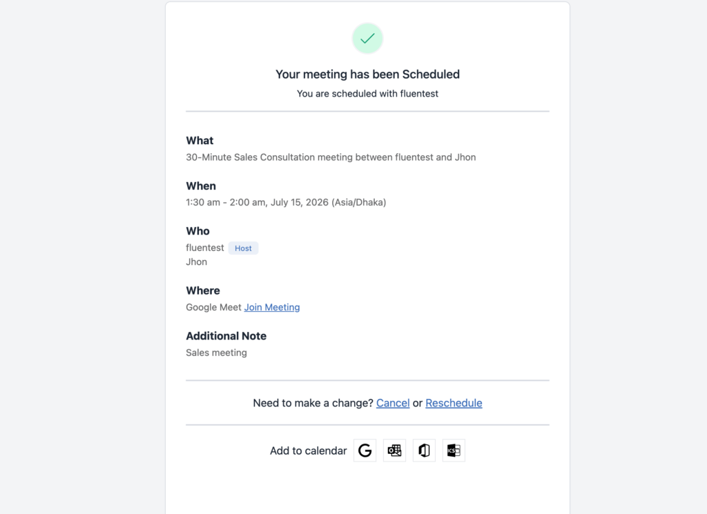 booking confirmation
