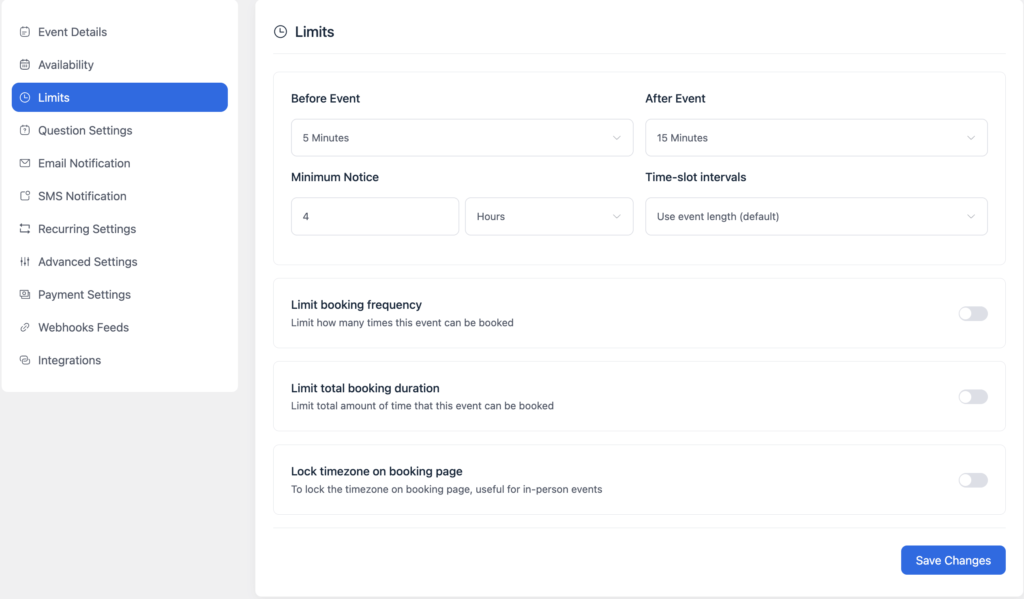 Set up Booking Limits