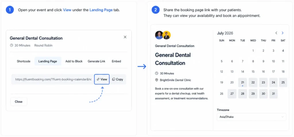 Publish Dental Appointment Booking Page