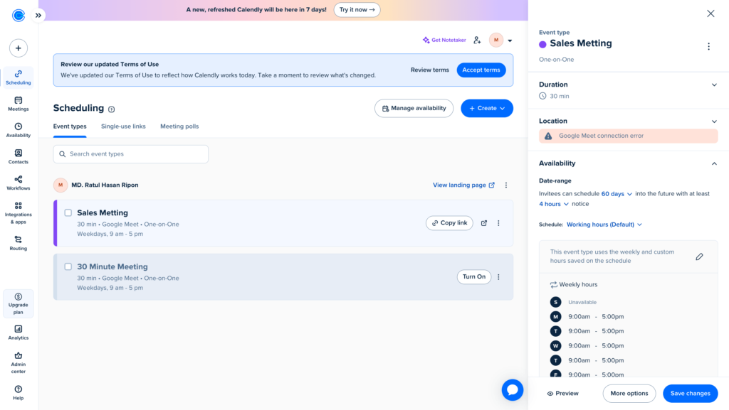 calendly dashboard