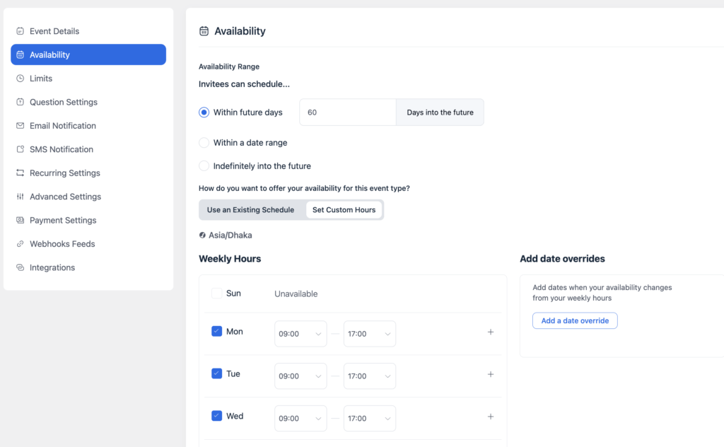 check availability in flunetbooking