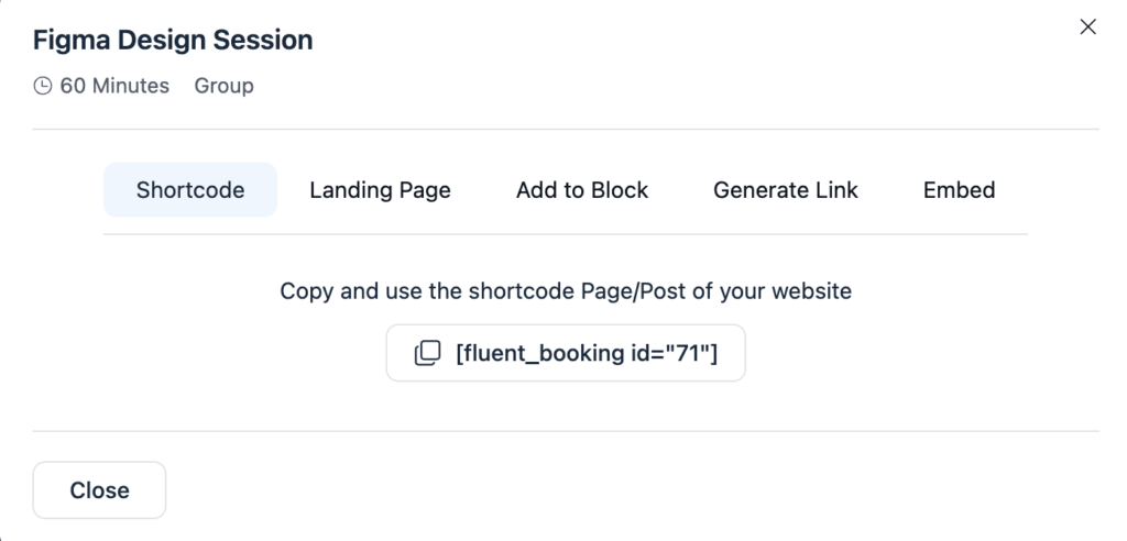 publish booking link