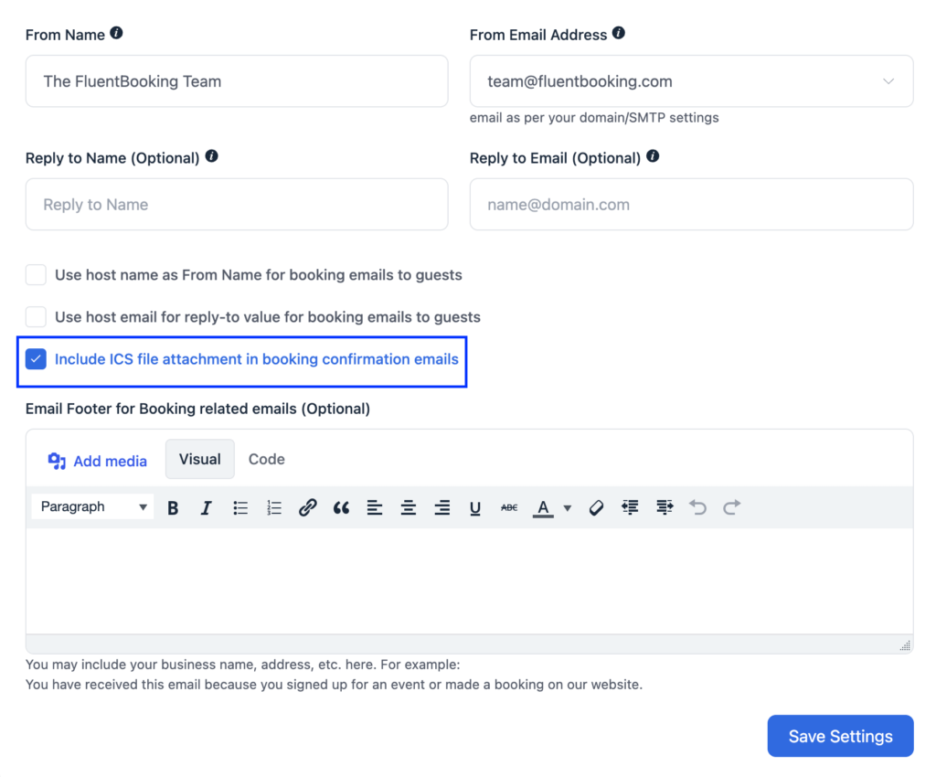 Enable the ICS File Attachment