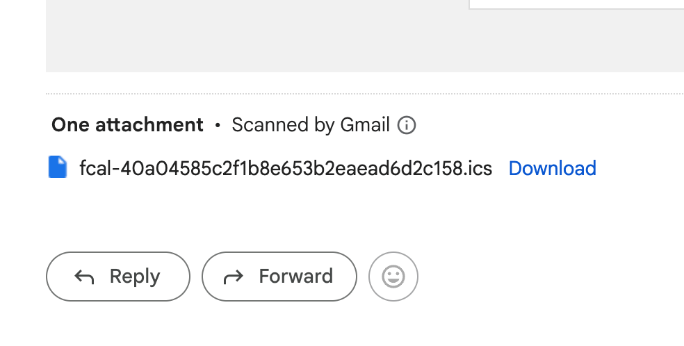 ics file in the Confirmation Email 