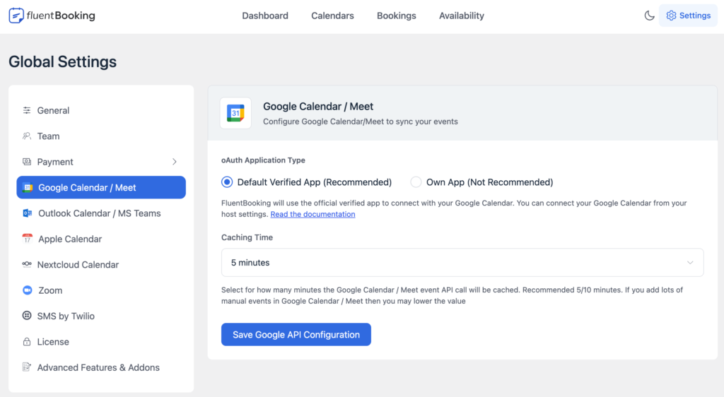 google calendar integration