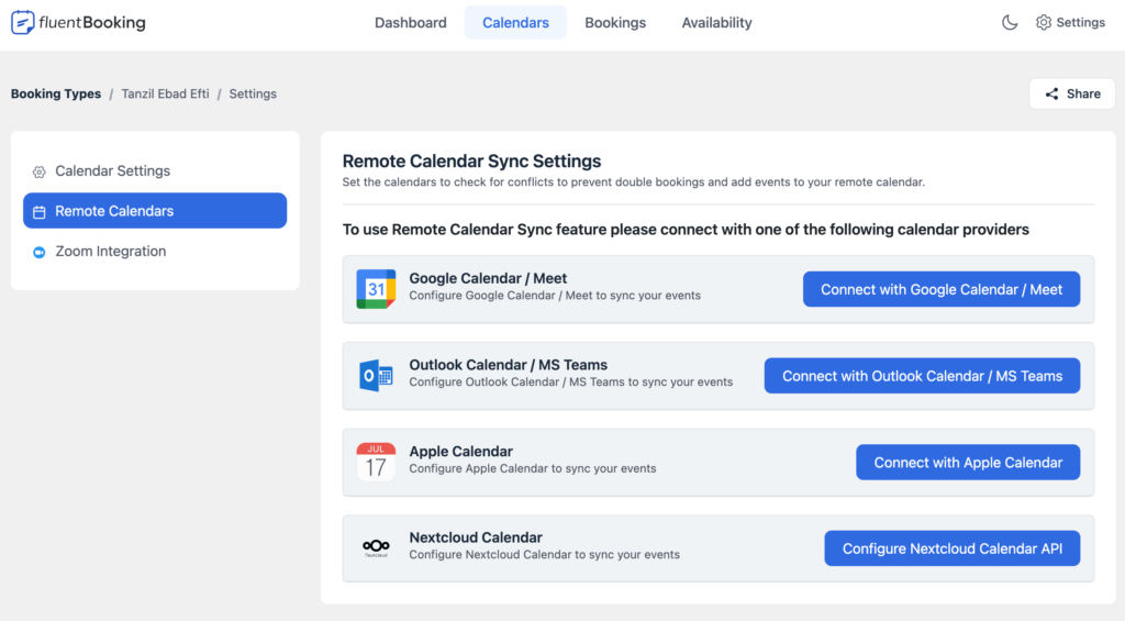 Connect the Calendar to the Host