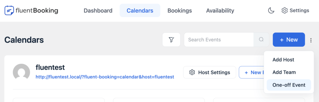 Create a One-off Event