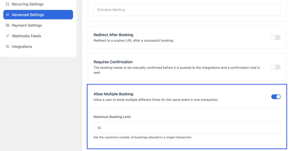 allow multiple booking