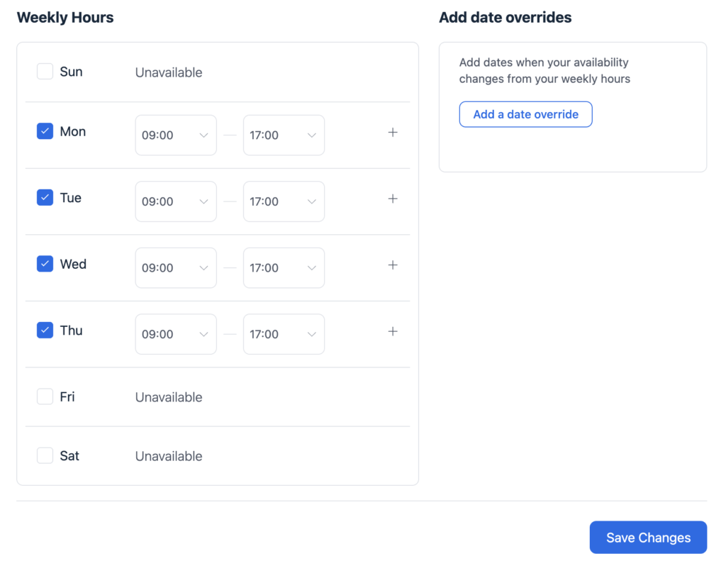 setup availability