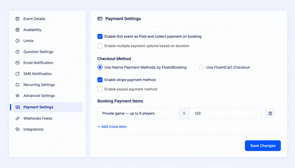 payment settings
