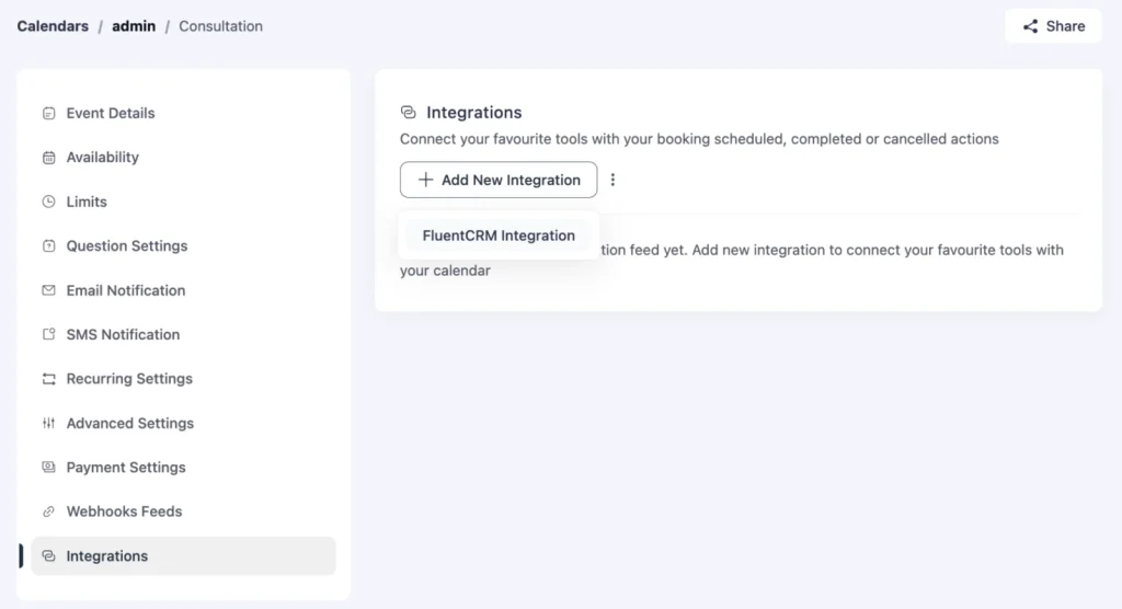 Connect an Event Type to FluentCRM 2