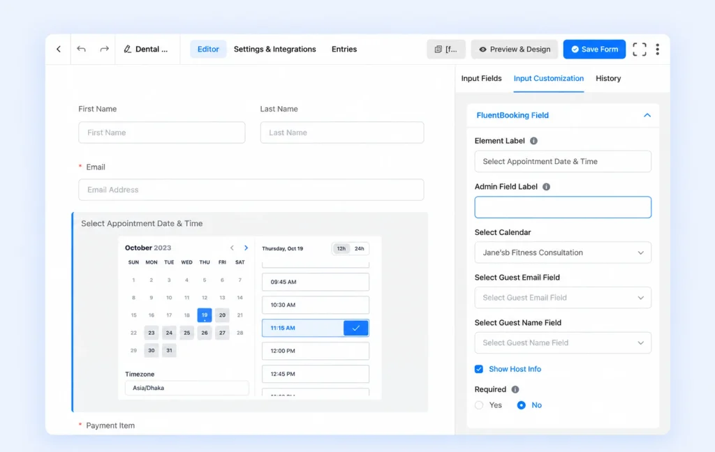 FluentBooking Field in fluentforms