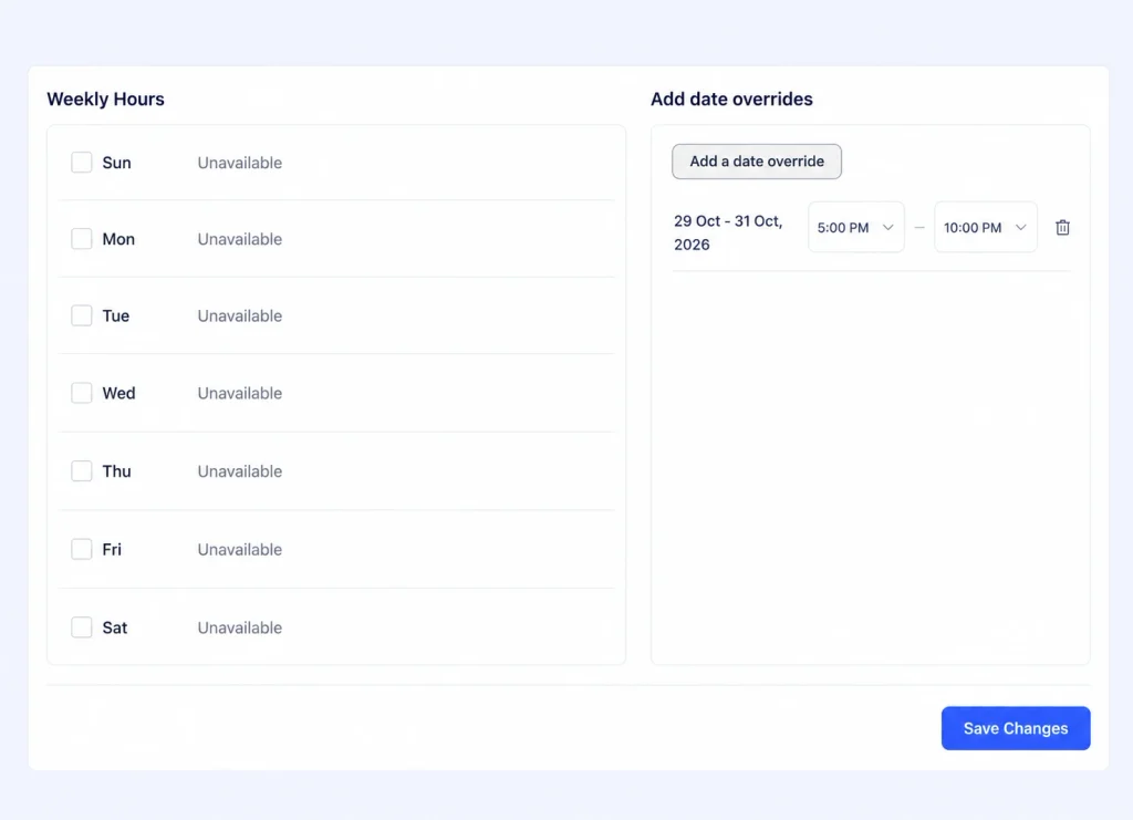 custom availablity